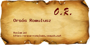 Orsós Romulusz névjegykártya
